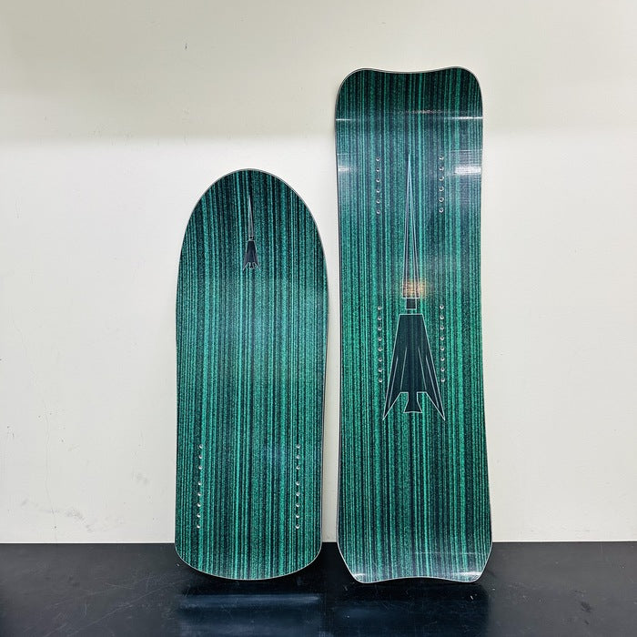 Used TORINITY SSAT R8000 front and rear snowscoot boards, green topsheets