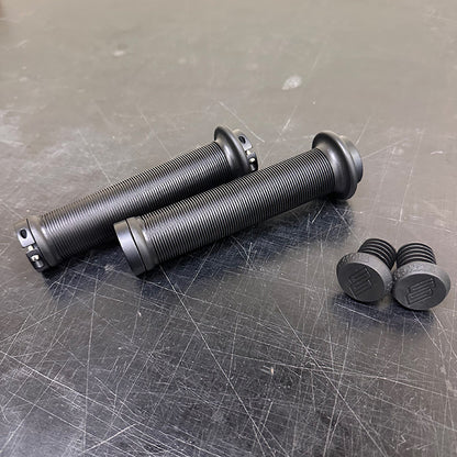 【With Bar Ends – Recommended】 Snowscoot Parts – SS Lock-on Grip, Mushroom Pattern, Double Clamp, 155mm, 1 Pair (Black)