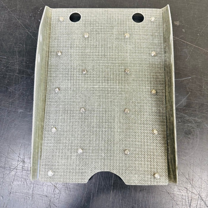 Underside of BWS carbon wide slope deck for Snowscoot Mini