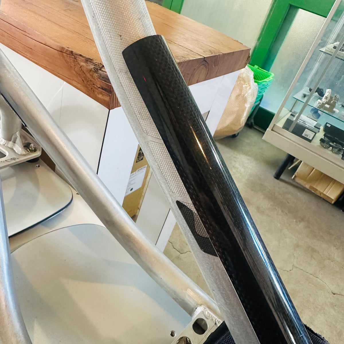Carbon top tube pad shown on a snowscoot frame; frame not included