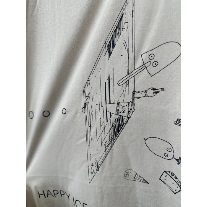 Actual product photo: HAPPY ICE CREAM EFFECT T-shirt print and fabric detail