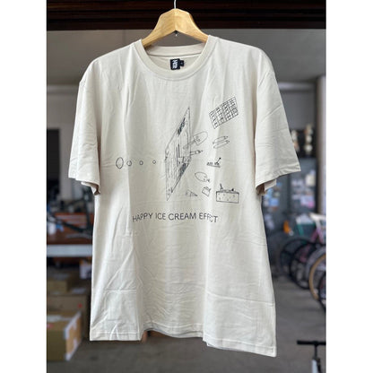 Actual product photo: HAPPY ICE CREAM EFFECT beige T-shirt with black print