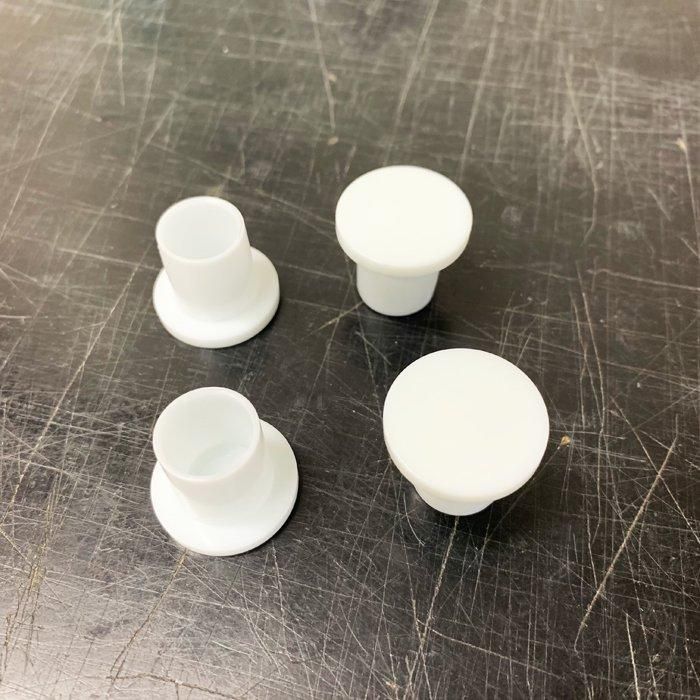 Four white replacement deck caps for legacy snowscoot frames