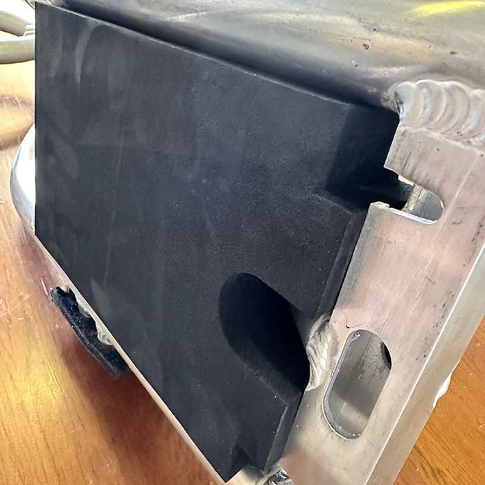 Underside view of the thick EVA foam fitted to an AR snowscoot frame