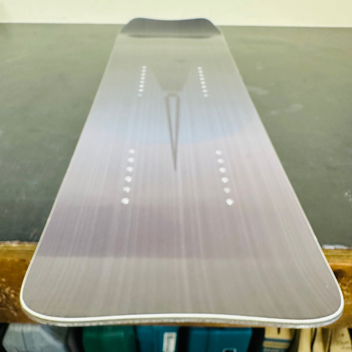 Top sheet and tail close-up of the used rear board